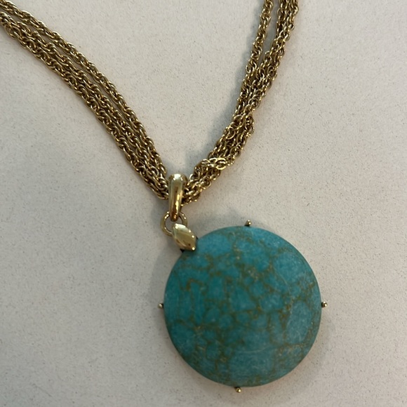 Monet Double Chain Necklace with Teal Pendant-can add scent gel to back - Picture 3 of 4